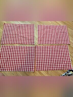 Sur La Table Reversible Placemats Red Gingham Set 4